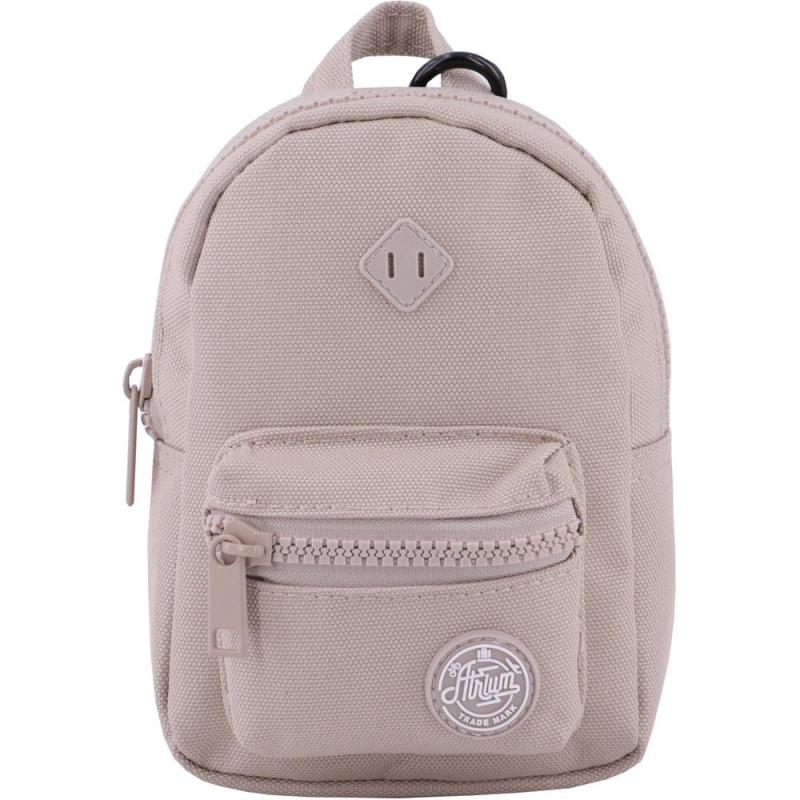 Atrium Classic Mini Backpack with Plastic Zipper Keychain, Almond White