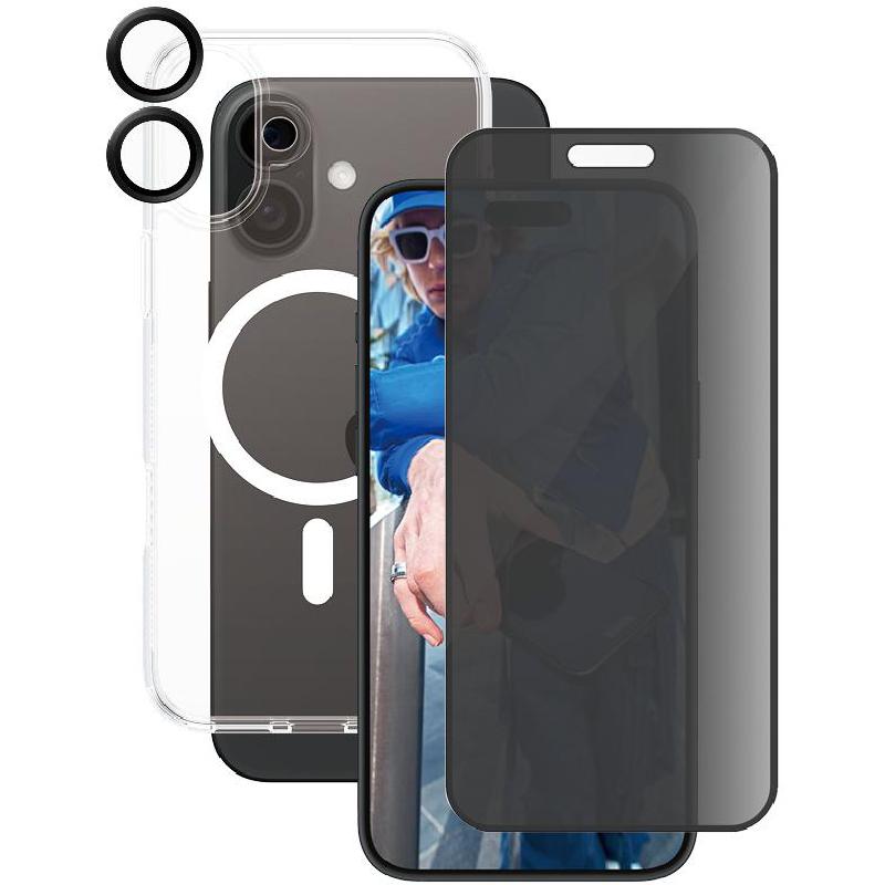 PanzerGlass 3-in-1 Pack Hard MagSafe Case + Privacy Screen Protector + Hoops Camera Lens Protector Smartphone Case Bundle | Smartphone Accessories | Cases & Covers | Smartphone Accessory Kits
