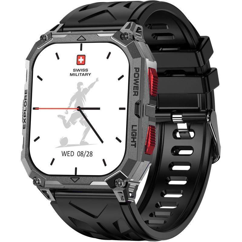 Swiss Military Alps Sport Smartwatch, Black Black Silicon Strap, One Size