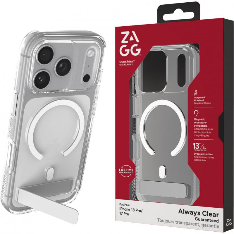 zagg Zagg Crystal Palace Snap Kick Back Cover Mobile Case With Magsafe For iPhone 18 Pro I magsafe 13 ft Drop Protection, Infused with Grphene, Anti-yellowing, Scratch Resistant