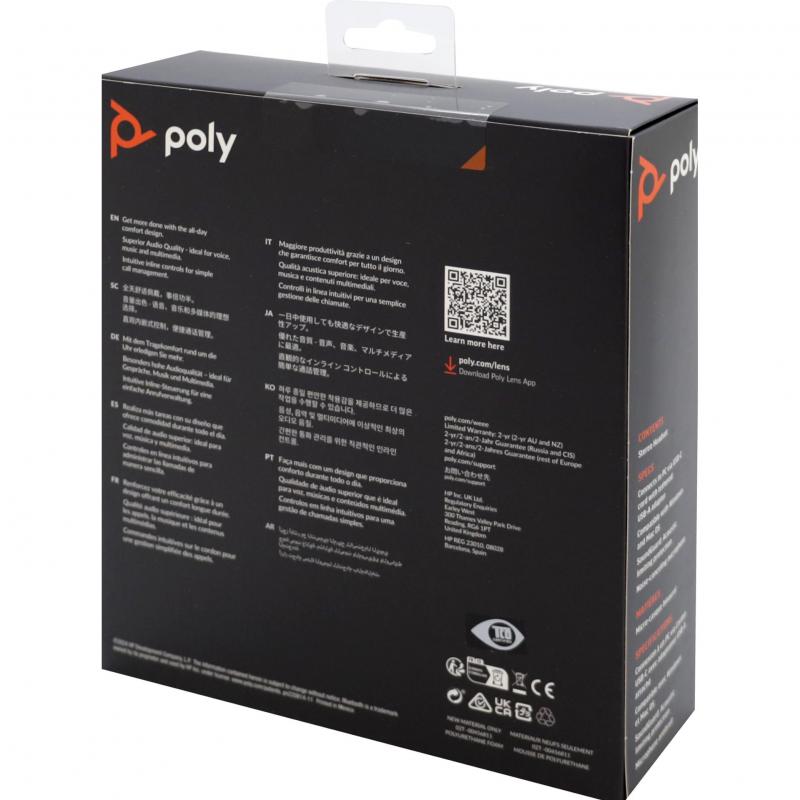 Poly BW 3220 On-Ear Headphones, Wired, Built-in Microphone, Black