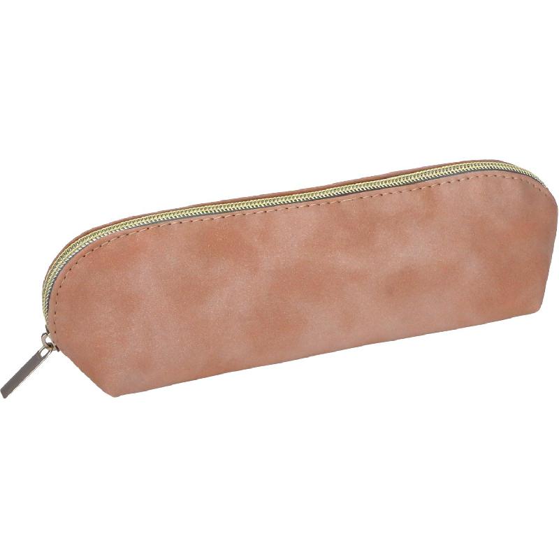 Soft Pencil Case, Compact, Durable, Elegant Zippered Design, Brown