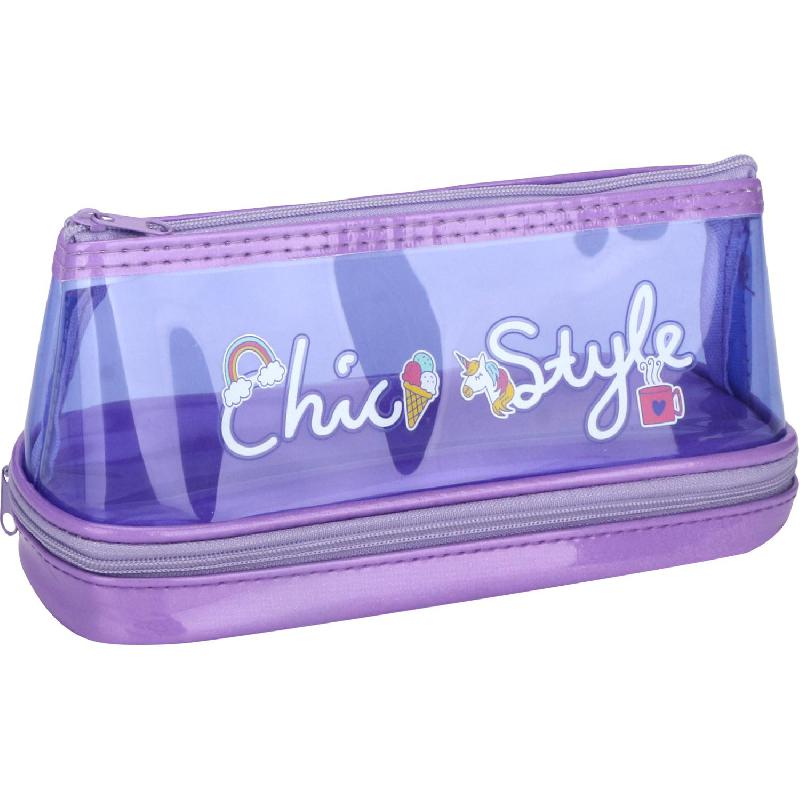 Soft Pencil Case, "Chic Style" Clear Design, Durable and Stylish, Blue/Pink