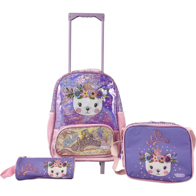 Roco Cat Trolley Bag with Accessory, Purple