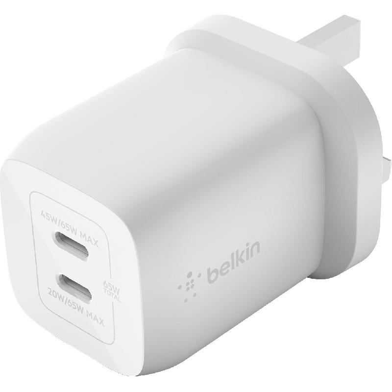 Belkin BoostCharge Pro Dual USB-C GaN Wall Charger with PPS 65W