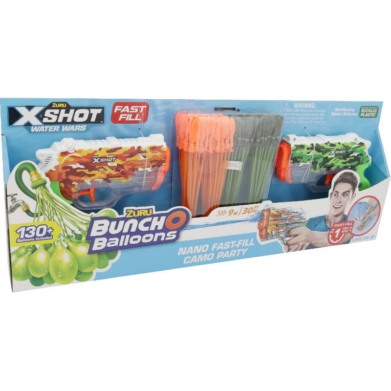 Zuru X-SHOT Nano Fast-Fill Camo Party 2 - with Bunch O Balloons Grenades Play Weapons | Toys | Toys & Kids Learning | Indoor & Outdoor Play | New Arrivals