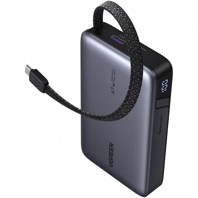 Ugreen UGREEN PB550 Power Bank With built-in usb-c Cable 20000 mAh / Charge 3 Devices at Once, PD65W for Laptop, Smart Digital Display