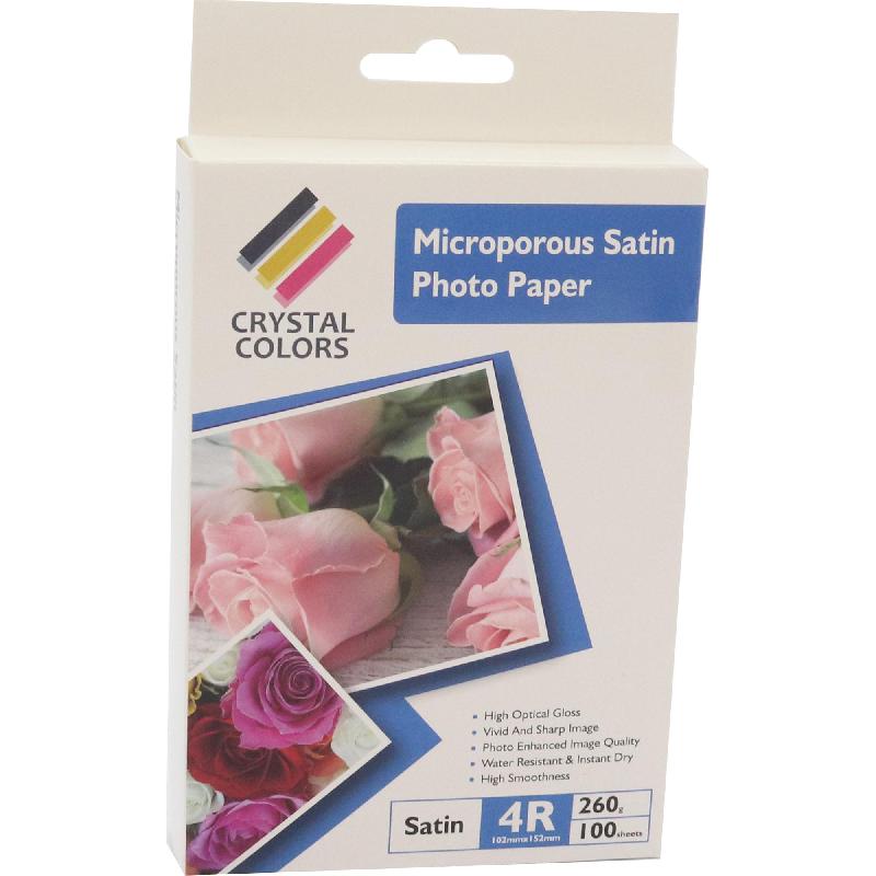 Crystal Colors Photo Paper, Satin, White, 10 X 15 cm, 260 gsm, 100 Sheets