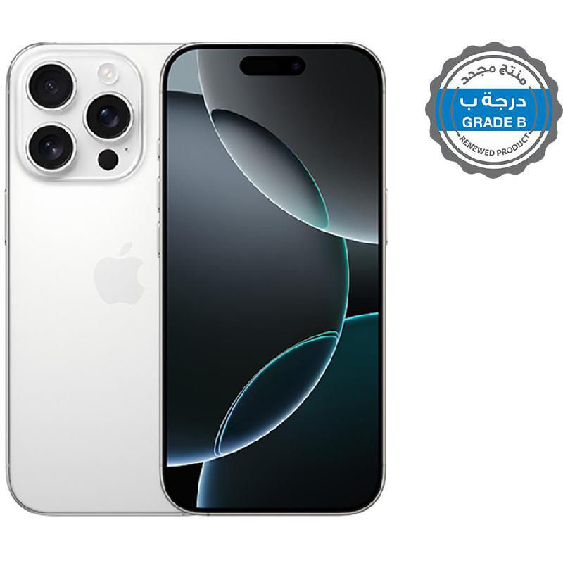منتج مجدد درجة ب ابل آيفون 16 برو 512 جيجابايت التيتانيوم الابيض الجيل الخامس