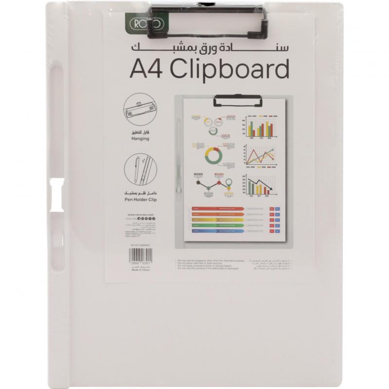 Standard Clipboard, A4, High-Impact Polystyrene (HIPS), White