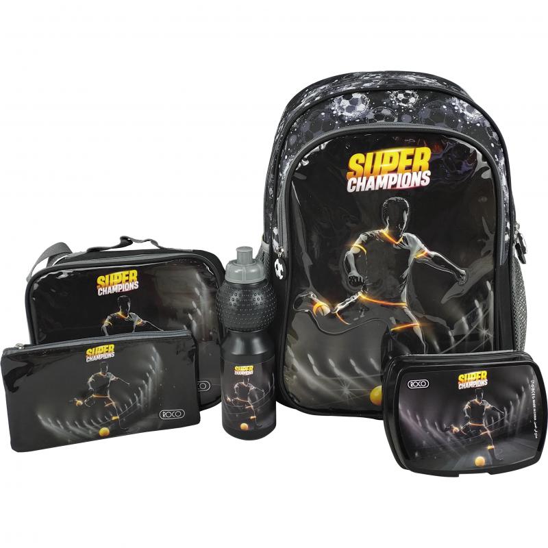 Roco Football 5-in-1 Value Set Backpack with Accessory | Superhero Collection | School Bags | School Supplies | Bags Set