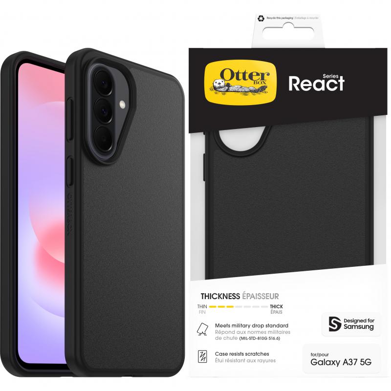 OtterBox React Back Cover Mobile Case, for Samsung Galaxy A37 5G, Black