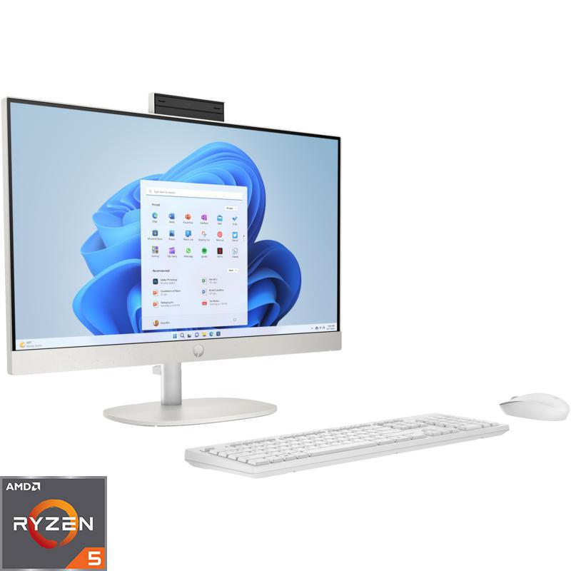HP All-in-One Desktop Computer, 23.8", AMD Ryzen 5, 8 GB RAM, 512 GB PCIe NVMe M.2 SSD