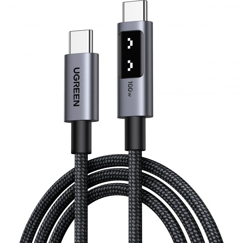 Ugreen UGREEN L509 usb-c To usb-c Sync Charge Cable 1 00 M Supports PD100W, Smart LED Display, Aluminum Shell, 480Mbps Data Transfer Speed