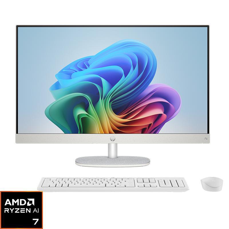 HP All-in-One Desktop Computer, AI, 27", AMD Ryzen AI, 16 GB RAM, 1 TB PCIe NVMe M.2 SSD, AMD Radeon,