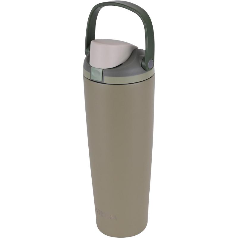اتريوم كوب زجاجة ماء من الفولا ذ المقاوم للصدأ مع شفاطة وغطاء بزر ضغط ومقبض بارد 900.00 ml ( 1.58 pt ) أخضر رمادي