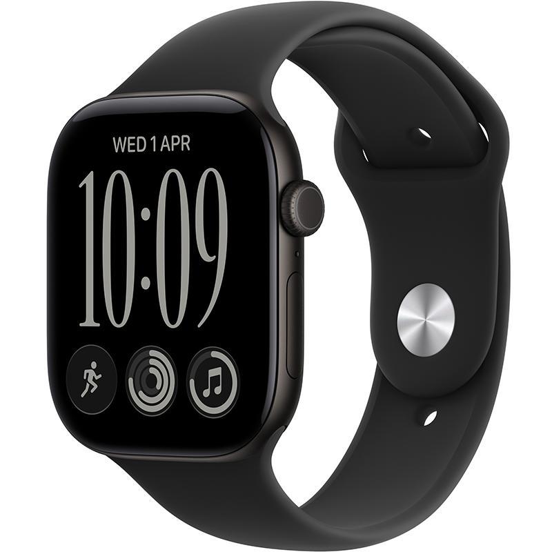 Apple Watch Series 12 46 Smartwatch, GPS + Cellular, 1.85", Black Aluminum Case, Black Sport Band, Medium/Large