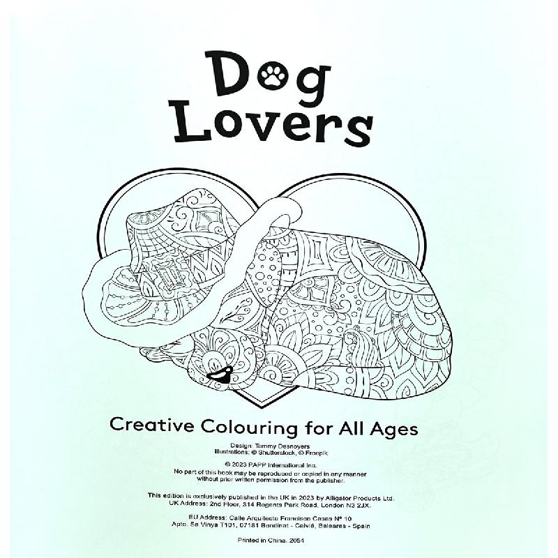 Dog Lovers - Creative Colouring for All Ages | Children Books | English Books | Global Shipping | Children - Younger (6-9) | Children Coloring Books (5 - 8)