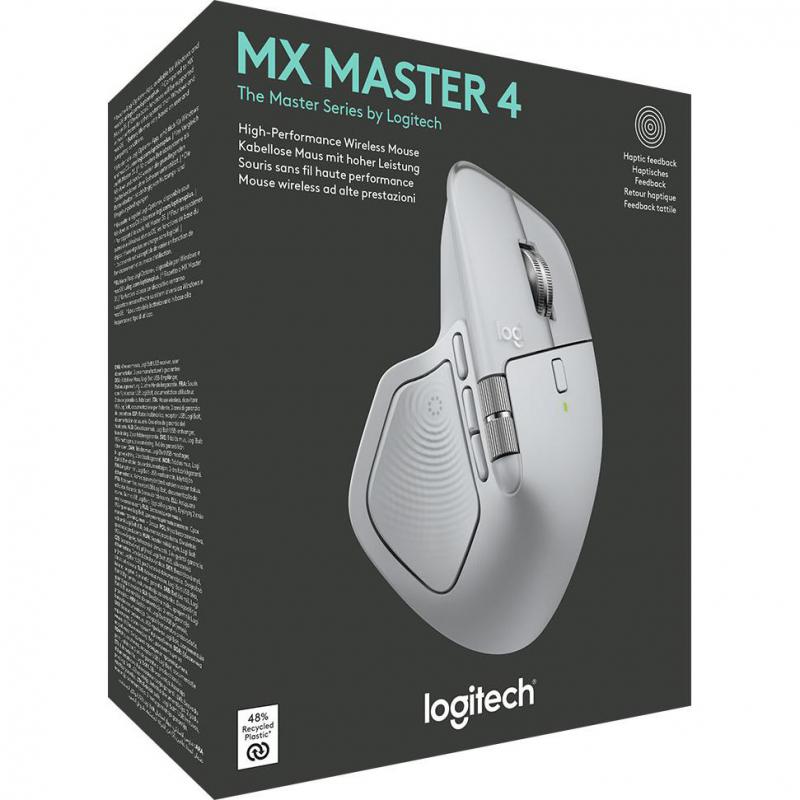 Logitech MX Master 4 Mouse, Bluetooth/Wireless, Optical, Darkfield 200-8000 dpi, Pale Grey