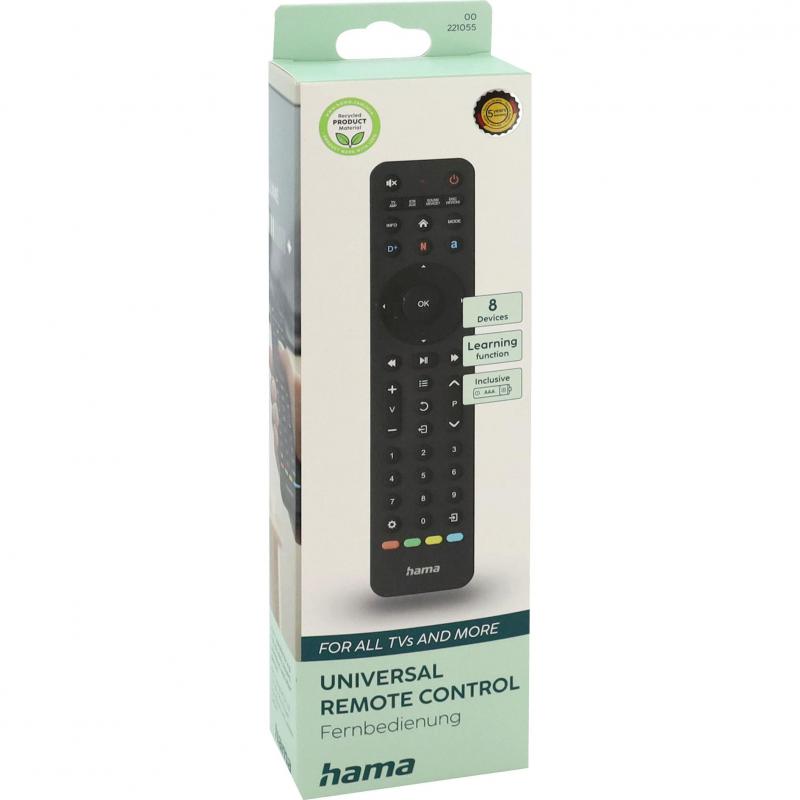 Hama Hama 8-in-1 Infrared Remote Control Controls Multiple Devices, Range up to 10 Meters