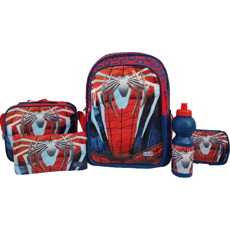 Roco Spider Hero 5-in-1 Value Set Backpack with Accessory | Superhero Collection | School Bags | School Supplies | Bags Set