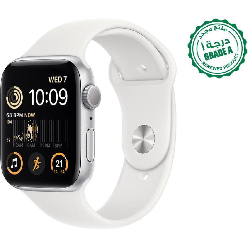 Apple Apple Watch 44 mm Silver Aluminum Case Ion X Glass Display White Sport Band Renewed Grade A. Jarir Bookstore Bahrain