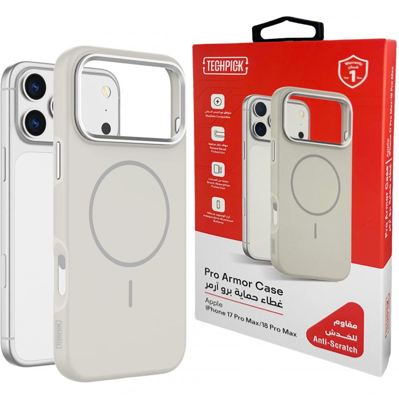 Techpick Pro Armor Back Cover Mobile Case with MagSafe, for iPhone 18 Pro Max/iPhone 17 Pro Max, White