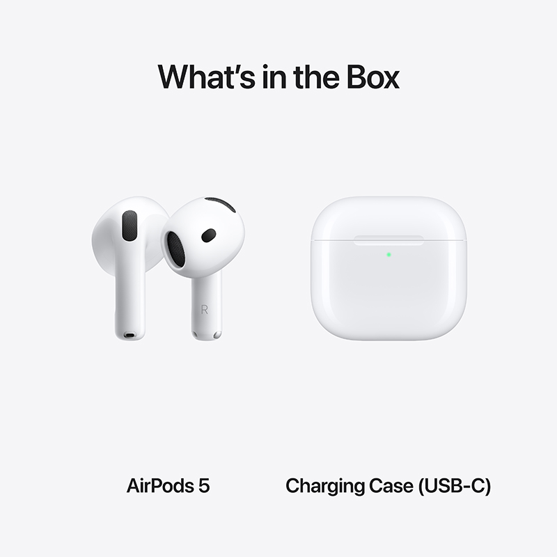 Apple AirPods 5 Earbuds, Active Noise Cancelling, Bluetooth, USB-C, Built-in Microphone, White 4