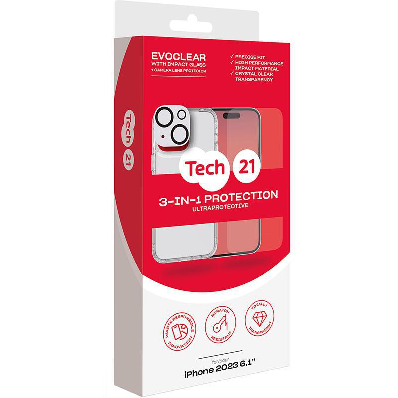 Tech21 3in1 Protection Pack Evo Clear Case + Impact Glass Screen