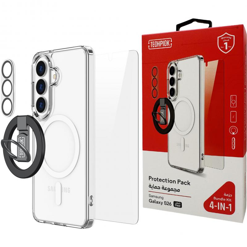 Techpick Techpick 4-in-1 Protection Pack Magsafe Hard Case + Tempered Glass + Camera Lens Protecto