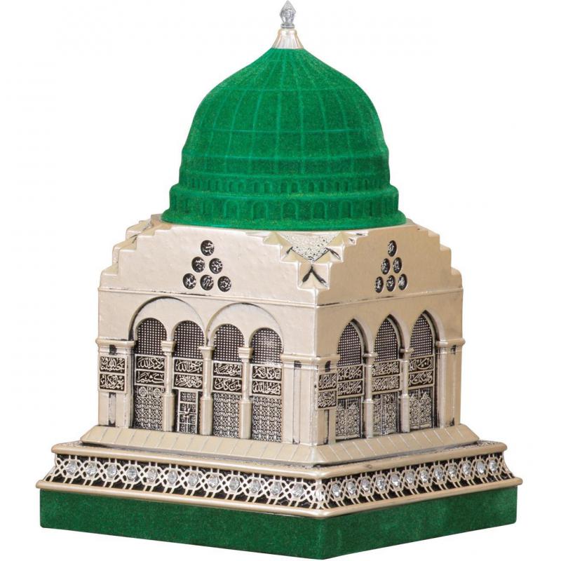 Miniature, Islamic Replica House of Prophet, Gold/Green