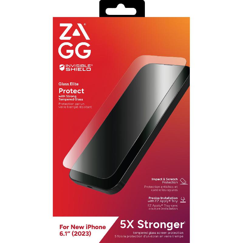 Zagg Invisible Shield Tempered Glass, Clear Case Friendly Smartphone