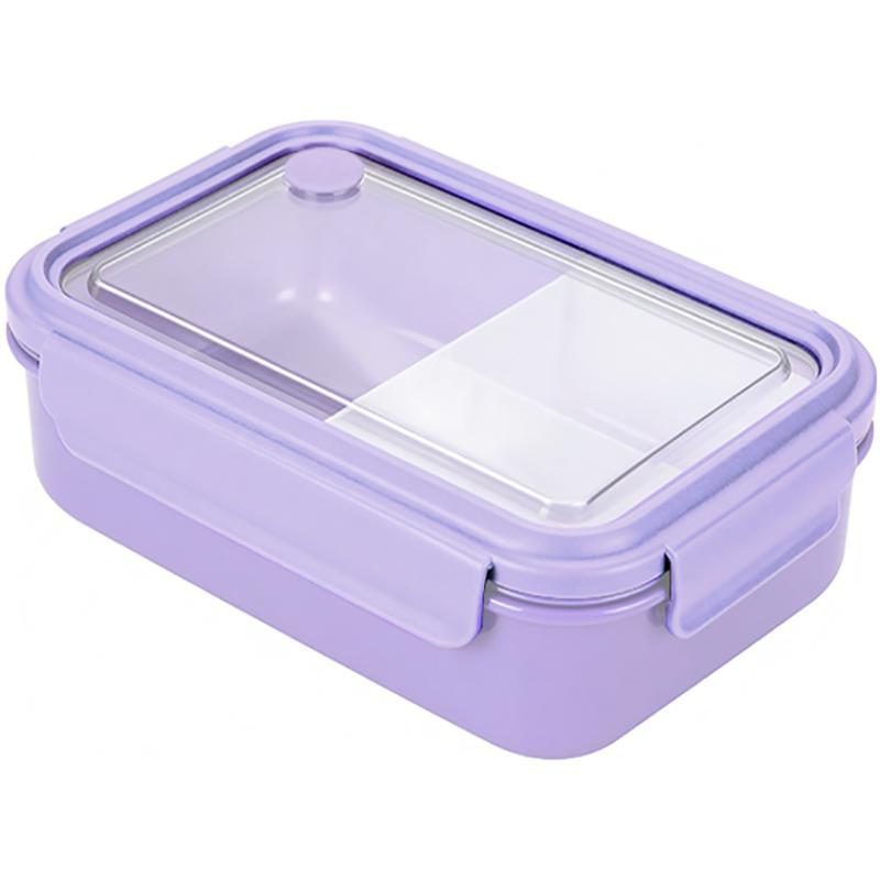 Lunch Box, Rectangle with Removable Partition, Purple