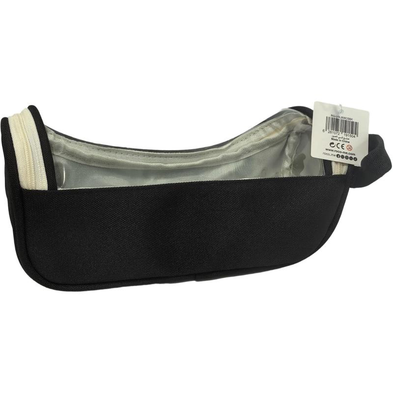 Roco Soft Pencil Case, Clear Top Window, Plain Color, Printed Logo with Handle, Black