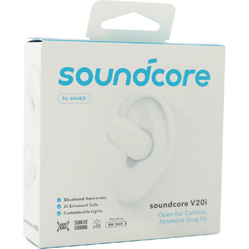 Anker Soundcore V20i Earbuds, Bluetooth, USB (Charging), Built-in Microphone, White