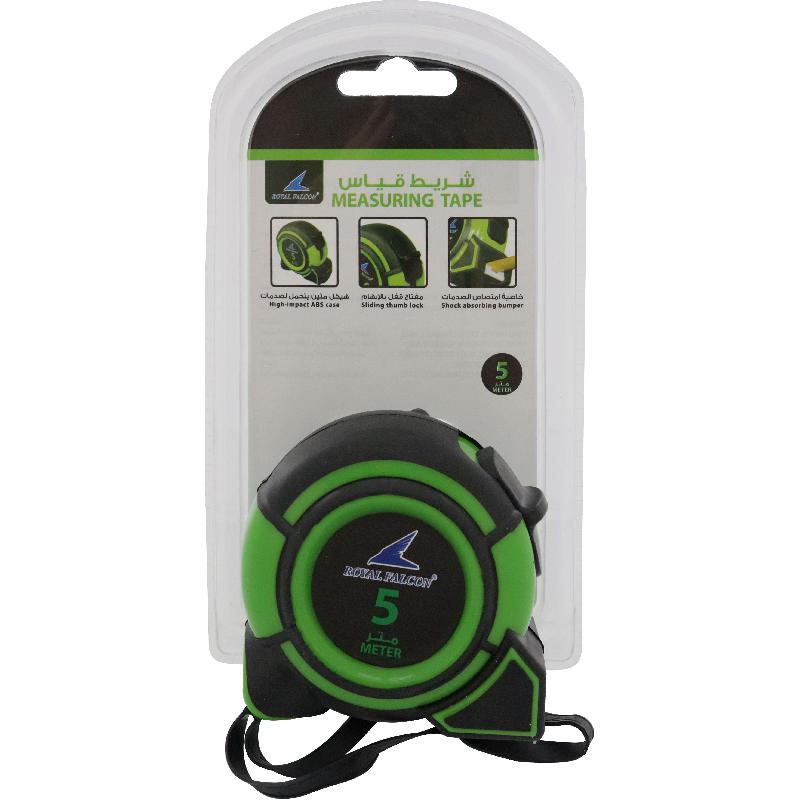 Royal Falcon Tape Measure, Single Lock, Retractable, 5 m X 18 mm, Plastic Body, Steel Tape