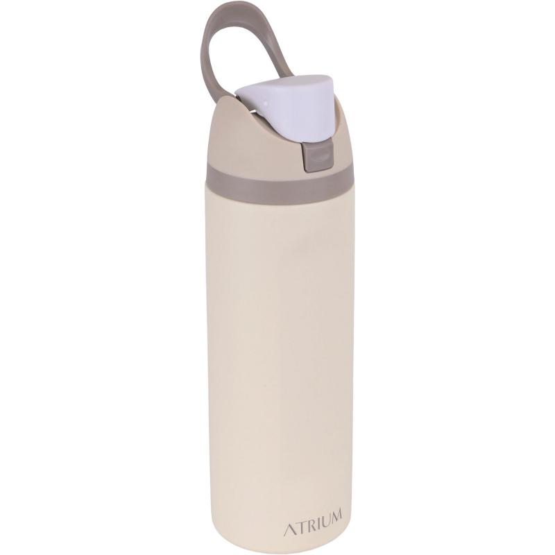 اتريوم كوب زجاجة ماء من الفولاذ المقاوم للصدأ مع شفاطة وغطاء بزر ضغط وقفل بارد 710.00 ml ( 1.25 pt ) بيج فاتح