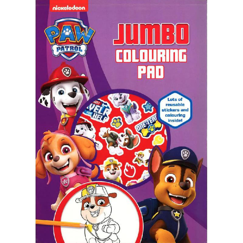 Nickelodeon PAW Patrol: Jumbo Colouring Pad - Lots of Reusable Stickers and Colouring Inside! | Children Books | English Books | Children - Younger (6-9) | Global Shipping | Children Coloring Books (5 - 8)