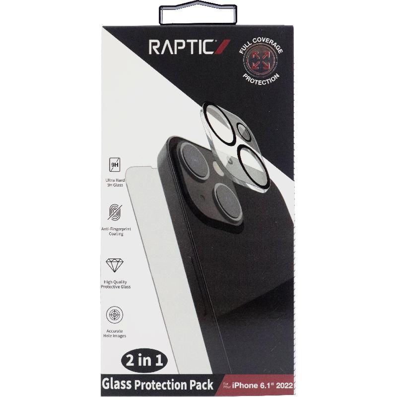 رابتيك Raptic زجاج مقسى + غطاء عدسة الكاميرا - حزمة 2 في 1 واقي شاشة الهاتف الذكي 14 متوافق مع ايفون شفاف 1