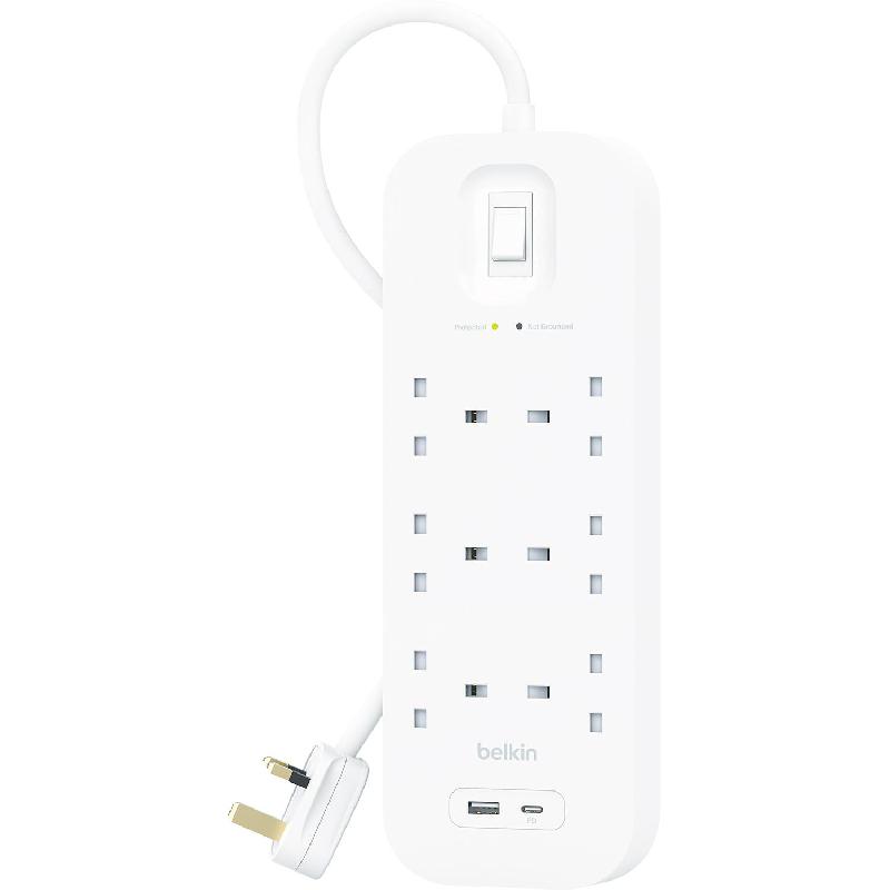 Belkin Belkin Surge Protector + Usb Charger Shared 18W USB-A/USB-C with PD, LED Indicators