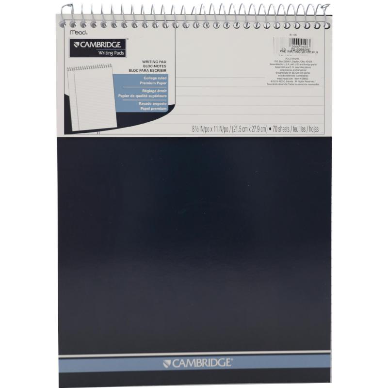 Cambridge Premium Writing Pad, A4, 70 Sheets (140 Pages), Legal Ruled (Numbered), White