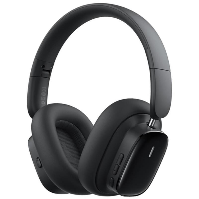Baseus Bowie H1i Over-Ear Headphones, Active Noise Cancelling, Bluetooth, USB-C (Charging), Built-in Microphone, Black