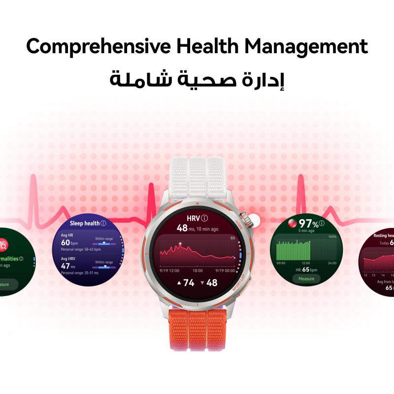 هواوي واتش جي تي رنر 2 ساعة ذكية GPS 1.32 بوصة برتقالي Titanium Alloy + HPFR Composite Dawn Orange سوار منسوج هوائي 5