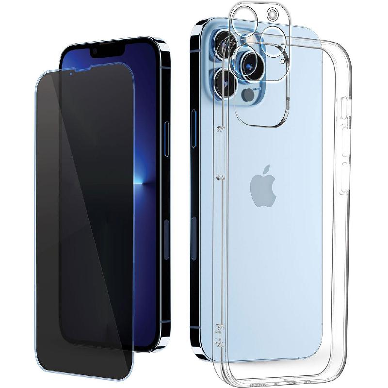 زوندا Xonda 3-in-1 Hard Case + Privacy Tempered Glass + Camera Lens Protector For Ipho
