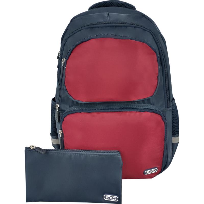 Roco Basic Backpack with Accessory, for 15" (Device), Navy/Red