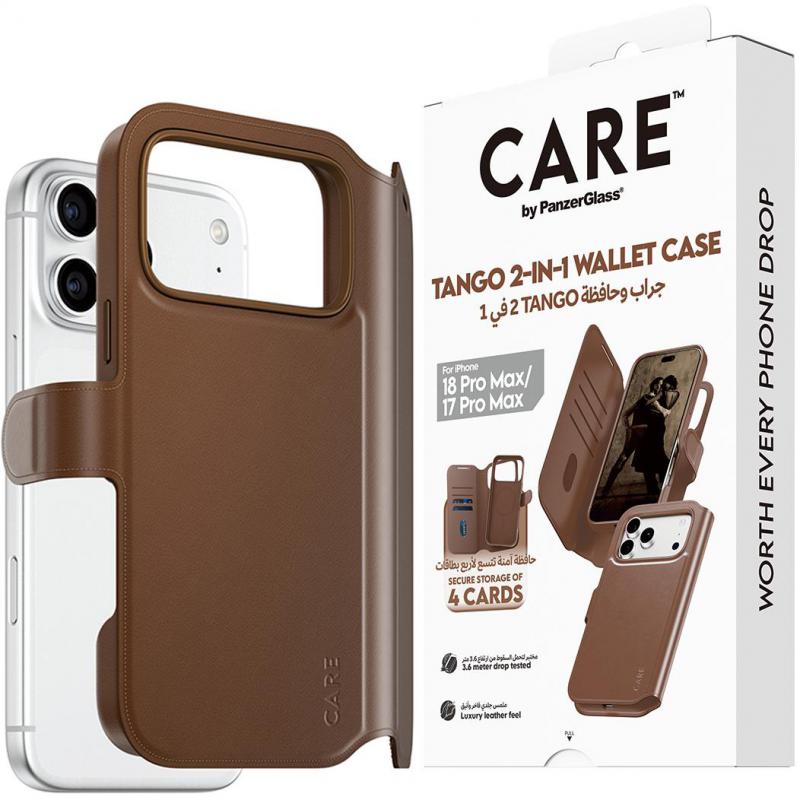 PanzerGlass Tango Flip Cover Mobile Case with MagSafe, for iPhone 18 Pro Max/iPhone 17 Pro Max, Brown