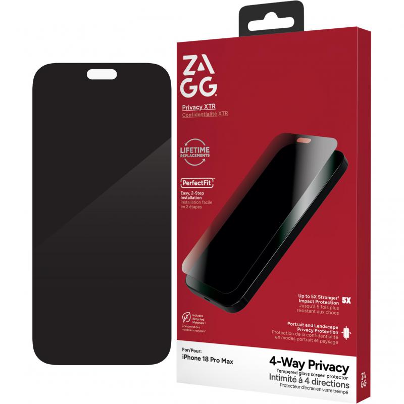 zagg Zagg Invisible Shield Glass Privacy Xtr Smartphone Screen Protector 5X Stronger, Maximum Scratch Prevention, PerfectFit Installation