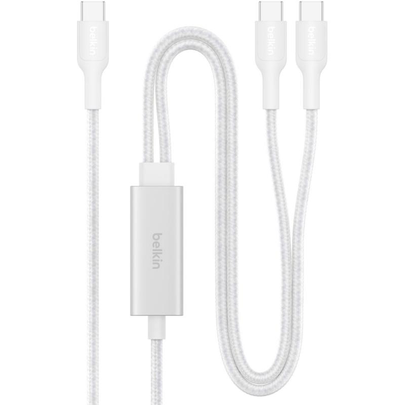 Belkin كابل بيلكين BoostCharge Pro من USB-C إلى USB-C مزدوج Supports up to 140W PD | مجدول | Durable GRS Materials | TPE Molding/PET Braiding