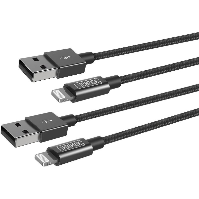techpick Techpick Two Pack Lightning To Usb Sync Charge Cable 2 Cables in 1 Pack, Braided