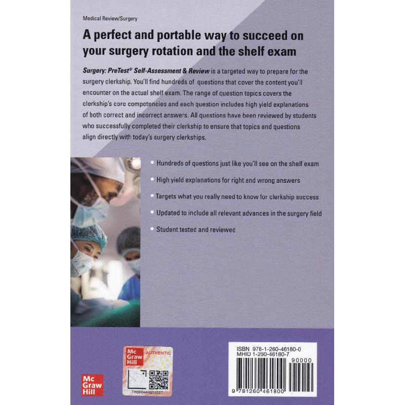 Pre Test: Surgery | مراجع الاختبارات والشهادات | الشهادات المتخصصة والمهنية | الكتب الانجليزية | الشحن الدولي Pre Test: Surgery | مراجع الاختبارات والشهادات | الشهادات المتخصصة والمهنية | الكتب الانجليزية | الشحن الدولي